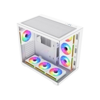 купить Компьютерный корпус FSP M341-WA, Без БП, 2xUSB3.0/Type-C, 7xARGB 120mm, 2xGlass, White, ATX в Алматы фото 2