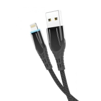 Купить Кабель Olmio SmartLED, USB 2.0 - lightning, 1,2м, 2.1A, черный Алматы