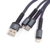купить Интерфейсный кабель LDNIO 3 in 1 LC93 3.4A Nylon 1.2м Серый в Алматы фото 1