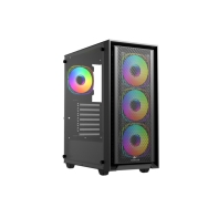 Купить Корпус Wintek Apollo 802-B-M TG, ATX/Micro ATX, USB 1*3.0/2*2.0, HD Mic, 4*12cm ARGB (контр.   пульт д/у), чёрный в Алматы