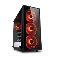 купить Корпус ПК без БП Sharkoon TG4 Red <ATX, 2x3.5, 4x2.5, 2xUSB 3.0, Audio, 3x120mm Red F/P, 1x120mm Red R/P, 455*200*430mm> в Алматы фото 1