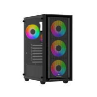 Купить Корпус Wintek Apollo 802-B-M TG, ATX/Micro ATX, USB 1*3.0/2*2.0, HD Mic, 4*12cm ARGB (контроллер   пульт д/у в комплекте), чёрный Алматы