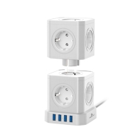 Купить Сетевой фильтр Cablexpert Tower TWR-9-U4-W-2, 9р, 16А, 4хUSB, 3.1А, 2м, ур.защиты 4+, коробка белый в Алматы