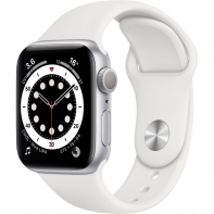 купить Apple Watch Series 6 GPS, 40mm Silver Aluminium Case with White Sport Band - Regular, Model A2291 в Алматы фото 1