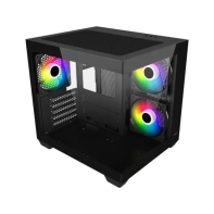 купить Компьютерный корпус FSP S140-BA, Без БП, 1xUSB3.0/2xUSB2.0, 3xARGB 120mm, Glass, Black, mATX(SFF) в Алматы фото 2