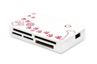 купить Картридер, Deluxe, DCR001WH2, All in 1, Поддержка карт SD/MMC/RS-MMC/MiniSD/MicroSD/TF/XD/MS/MSPRO/MSDUO/M2/CF, USB 2.0, Белый с розовым рисунком в Алматы фото 1