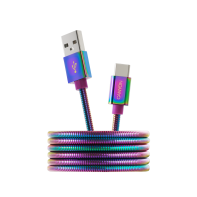 купить CANYON UC-7 Type C USB 2.0 standard cable, Power output 5V/9V 2A, OD 3.8mm, metal shell, cable length 1.2m, Rainbow, 14*6*1000mm, 0.04kg в Алматы фото 1