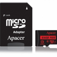 купить Карта памяти, Apacer, AP64GMCSX10U5-R, MicroSDXC 64GB, с адаптером SD в Алматы