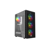 Купить Корпус Wintek Energy JX188-11-M TG, ITX/ATX, USB 1*3.0/2*2.0, HD-Audio Mic, 0,5mm, 4*ARGB fan (контроллер   пульт д/у в комплекте), чёрный Алматы