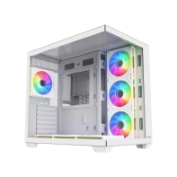 Купить Компьютерный корпус FSP M341-WA, Без БП, 2xUSB3.0/Type-C, 7xARGB 120mm, 2xGlass, White, ATX Алматы