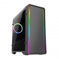 купить Корпус NOMAD Phoenix без БП, USB 3.0*1 + 1.1*2, HD Audio, черный матовый, толщина металла 0.6мм,передняя панель пластикABS+RGB подсветка, боковая стенка из закаленного стекла, фильтр защита от пыли, Single Fan*1 на задней стенке в Алматы фото 1