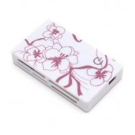купить Картридер, Deluxe, DCR001WH1, All in 1, Поддержка карт SD/MMC/RS-MMC/MiniSD/MicroSD/TF/XD/MS/MSPRO/MSDUO/M2/CF, USB 2.0, Белый с розовым рисунком в Алматы фото 2