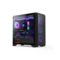 купить Компьютерный корпус Huntkey GX750S Predator, Без БП, 0.6mm, 2xUSB2.0, 1xUSB3.0, HDAudio, mATX, Black в Алматы фото 1
