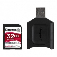купить Карта памяти SD, Kingston Canvas React Plus, 32GB, MLPR2/32GB, UHS-II, R300/W260 + USB Adapter в Алматы фото 1