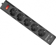 купить Сетевой фильтр Defender DFS 753 - 3,0 М, 2xUSB, 2.1A, 5 outlets в Алматы фото 1