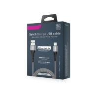 купить Кабель Olmio MFI STRONG, USB 2.0 - lightning, 1.2м, 2.4A, серый в Алматы фото 2