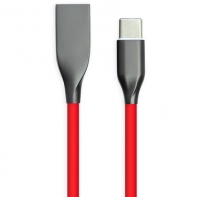 купить Кабель PowerPlant USB - Type-C, 1м, силикон, красный в Алматы фото 1