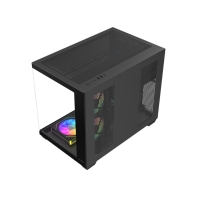 купить Компьютерный корпус FSP S342-BA, Без БП, 2xUSB3.0+Type-C, 6xARGB 120mm, 2xGlass, Black, mATX в Алматы фото 3