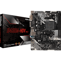 купить Материнская плата ASRock B450M HDV R4.0, Socket AM4, AMD B450, 2xDDR4, D-SUB+DVI+HDMI, 2xPCI-Ex16 в Алматы фото 1