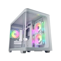Купить Компьютерный корпус FSP S380, Без БП, 2xUSB3.0, Type-C, 3xFAN120 ARGB, Curved Glas, White, M-ATX Алматы
