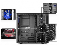 купить Кейс, Deepcool , TESSERACT BF Black DP-CCATX-TSRBFBK, ATX/Micro ATX, USB 3.0/2.0, HD-Audio+Mic, Кулер 1*12cm, Высота процессорного кулера до 165мм, Сталь 0,7, Без Б/П,Чёрный                                                                              в Алматы фото 2