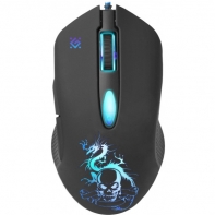 Купить Мышь проводная игровая оптическая Defender Sky Dragon GM-090L (черный),USB, 6 кн. + колесо, 800-3200. Редактор макросов. Эмуляция клавиш клавиатуры. 4 режима разрешения мыши. Широкое прорезиненное колесо прокрутки шириной 8 мм с подсветкой. Алматы