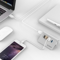 купить USB Хаб ORICO M3H4-V1-SV (BP) <USB3.0x4, SILVER, 93 x 66 x 32mm> в Алматы фото 3