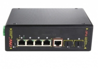 купить Коммутатор PoE индустриальный GbE 4-портовый ONV IPS33064PF <4 порта 10/100/1000Mbps PoE 802.3af/at (max 30W на порт), 2 порта Gigabit SFP, бюджет мощности PoE 60W (адаптер питания в комлекте)> в Алматы фото 1