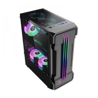 купить Корпус Wintek Flame-V2 D537-B TG, ATX/Micro ATX, USB 1*3.0/2*2.0, 0,5mm, 1*12cm RGB, Black в Алматы фото 1