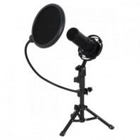 купить LORGAR Gaming Microphones, Black, USB condenser microphone with tripod stand, pop filter, including 1 microphone, 1 Height metal tripod, 1 plastic shock mount, 1 windscreen cap, 1,2m metel type-C USB cable, 1 pop filter, 154.6x56.1mm в Алматы фото 3