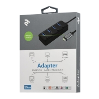 купить USB-хаб 2E USB-C - 4xUSB 3.0 Hub with switch 0.25m Black в Алматы фото 2