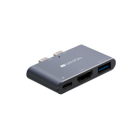 купить CANYON DS-1 Multiport Docking Station with 3 port, with Thunderbolt 3 Dual type C male port, 1*Thunderbolt 3 female+1*HDMI+1*USB3.0. Input 100-240V, Output USB-C PD100W&USB-A 5V/1A, Aluminium alloy, Space gray, 59*35.5*10mm, 0.028kg в Алматы фото 3