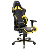 купить Игровое компьютерное кресло, DX Racer,  OH/RV131/NY, ПУ экокожа, Вид наполнителя: губчатая пена высокой плотности (54 кг/м?), Металлическая основа кресла, Механизм качания: топ-ган, Прорезиненные колеса в комплектации, Чёрный/Жёлтый в Алматы фото 1