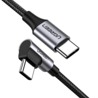 купить Кабель UGREEN US255 USB-C to Angled USB2.0-C Round Cable M/M Aluminum Shell Nickel Plating 1m (Gray Black) в Алматы фото 1