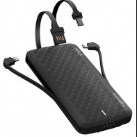 купить Портативное зарядное устройство, iWalk, UBT12000X Black, 12000mAh, Встроенные кабели TypeC, microUSB, Lightning, Быстрая зарядка QC3.0, Индикатор заряда, Чёрный в Алматы фото 1