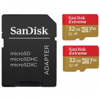 купить SanDisk Extreme microSDHC 32GB + SD Adapter for Action Sports Cameras - Twin Pack - 100MB/s A1 C10 V30 UHS-I U3; EAN: 619659155117 в Алматы фото 1