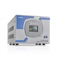 купить Стабилизатор (AVR), SVC, S-10000, Мощность 10кВА/8кВт, Сервоприводный, LCD-дисплей, Диапазон работы AVR: 140-260В, Клеммная колодка, Серо-синий в Алматы фото 1