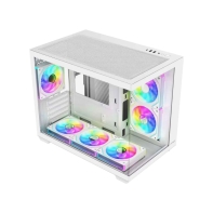 купить Компьютерный корпус FSP S342-WA, Без БП, 2xUSB3.0+Type-C, 6xARGB 120mm, 2xGlass, White, mATX в Алматы фото 2