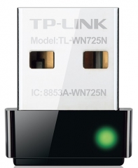 Купить Сетевой адаптер беспроводной USB 150M Tp-Link TL-WN725N(RU) <150Mbit Wireless N Nano USB adapter, Realtek, QSS button, 2.4GHz, 802.11 g/b/n> Алматы