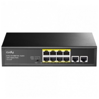купить Коммутатор PoE+  8-портовый CUDY FS1010P <8 RJ-45 10/100M PSE ports +2 RJ45 10/100M Uplink Port Unmanaged PoE+ Switch 120W, CCTV/VLAN mode support, long distance:250M at CCTV mode.  802.3af/at standard, Support PD Alive Function, &plusmn;4 KV Surge Protecti в Алматы фото 1