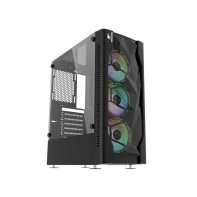 купить Корпус Wintek Mistral D532-B TG 2xUSB3.0,1xUSB 2.0,2*3,5 1*2,5 4слотов VGA320мм CPU159мм Сталь 0,50мм, 3Fan ARGB microATX Черный (Wintek Mistral D532-B TG) в Алматы фото 1