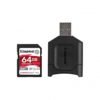 купить Карта памяти SD, Kingston Canvas React Plus, 64GB, MLPR2/64GB, UHS-II, R300/W260 + USB Adapter в Алматы фото 1