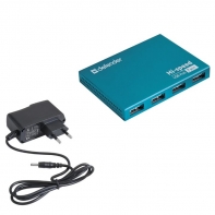 купить 7-портовый мини-разветвитель USB 2.0 Defender Septima Slim (БП в комплекте) в Алматы фото 3