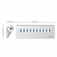 купить USB Хаб ORICO M3H10-V1-EU-SV-BP <10 Port USB3.0, DC12V 3A, 183x67x34mm> в Алматы фото 3