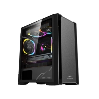 Купить Корпус Wintek Andromeda D531-B TG 2xUSB3.0,1xUSB 2.0,2*3,5 1*2,5 4слотов VGA330мм CPU160мм Сталь 0,50мм, 3Fan RGB microATX Черный (Wintek Andromeda D531-B TG) Алматы