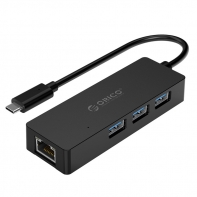 купить USB Хаб ORICO CLH-3AR-BK-PRO <USB3.0x3, Type-C, RJ45> в Алматы фото 1