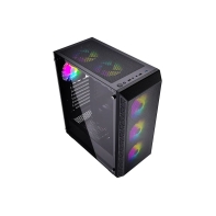 купить Корпус Wintek Mars PS195-6-M-B TG, ATX/Micro ATX, USB 1*3.0/2*2.0, 0,45mm, 4*12cm ARGB fan (контроллер   пульт д/у в комплекте), чёрный в Алматы фото 2