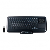 купить Клавиатура, Delux, DLK-2880GB, Беспроводная 2.4ГГц, Ультратонкая, Сенсорная панель, Li-lon Батарея, Зарядное устройство, Беспроводная, Анг/Рус/Каз, Чёрный в Алматы фото 1