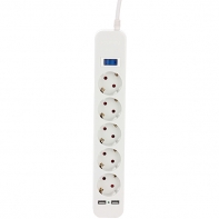 купить Сетевой фильтр SVEN SF-05LU 3,0 м (5 евро розеток,2 USB) белый  в Алматы фото 1