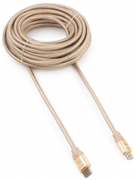 купить Кабель HDMI Cablexpert, серия Gold, 10 м, v1.4, M/M, золотой, позол., алюминиевый корпус, коробка в Алматы фото 1